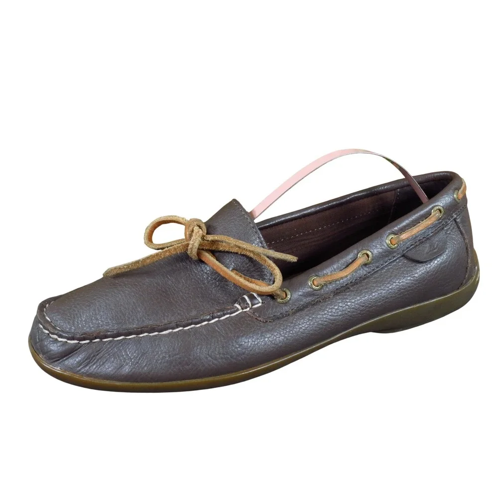 Sperry Top-Sider Angelfish Womens Boat Shoe Size 7M Nautical Dark Brown Leather